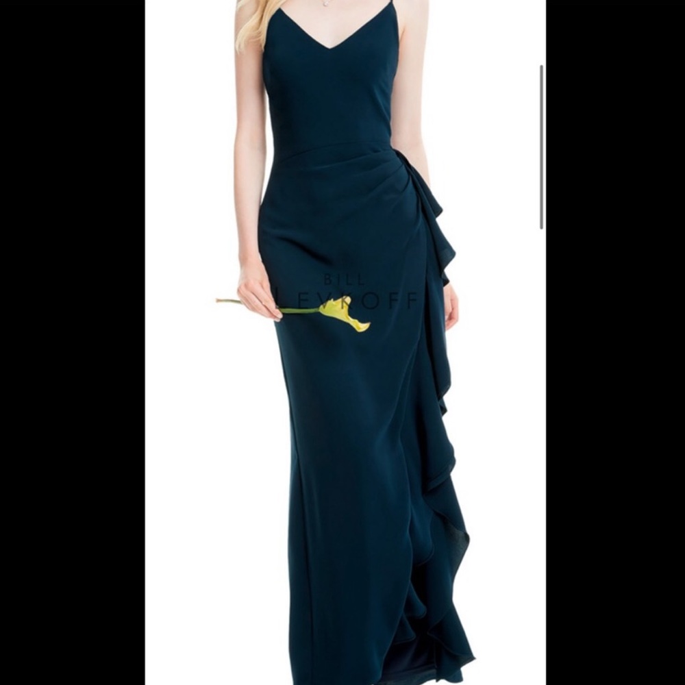 NWT Bill Levkoff Navy Blue Flounce Dress